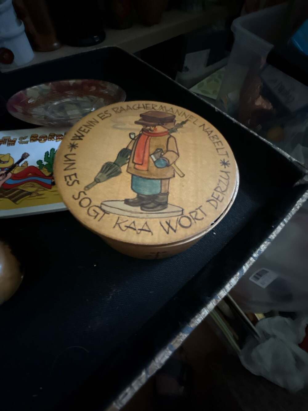 Austrian Hartmann Tirol Folk Art Hand Painted Bentwood Oval Box. For Sale at ,